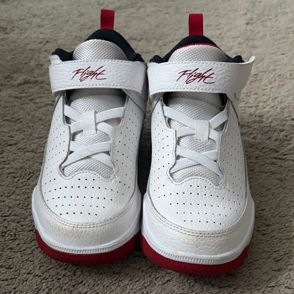 Jordan Kids White and Red Sneakers
